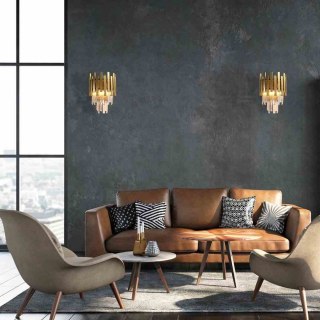 Kinkiet kryształowy / złoty ASPEN GOLD 2xE14 w stylu glamour - Milagro