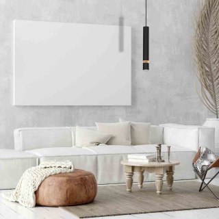 Lampa wisząca JOKER BLACK/WOOD czarno-drewniana pojedyncza tuba zwis - Milagro