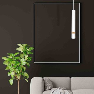 Lampa wisząca JOKER WHITE/WOOD biało-drewniana pojedyncza tubka - Milagro