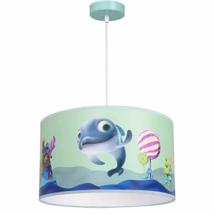 Lampa wisząca DELFINKA FINKA MiniMini 1xE27 miętowa do pokoju dziecka - Milagro