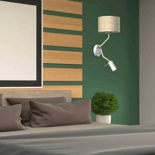 Kinkiet MARSHALL biały / rattan z lampką do czytania 1xE27 + 1x mini GU10 - Milagro