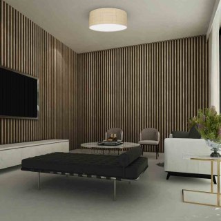 Plafon MARSHALL 40 okrągły biały / rattan boho 2xE27 - Milagro