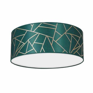 Plafon okrągły ZIGGY GREEN butelkowa zieleń / złoty 40cm 2xE27 - Milagro