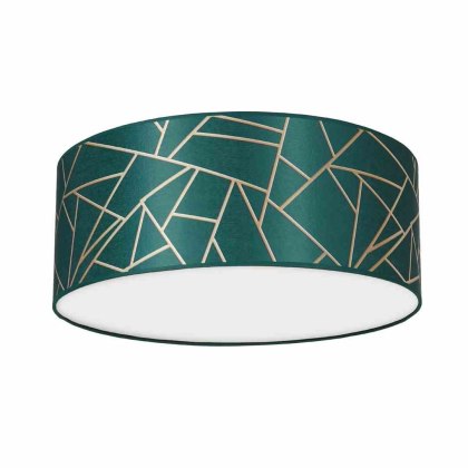 Plafon okrągły ZIGGY GREEN butelkowa zieleń / złoty 40cm 2xE27 - Milagro
