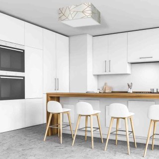 Plafon kwadratowy ZIGGY WHITE biały / złoty 50cm 3xE27 - Milagro