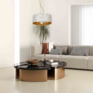 Lampa wisząca ZIGGY WHITE biało-złoty abażur - Milagro