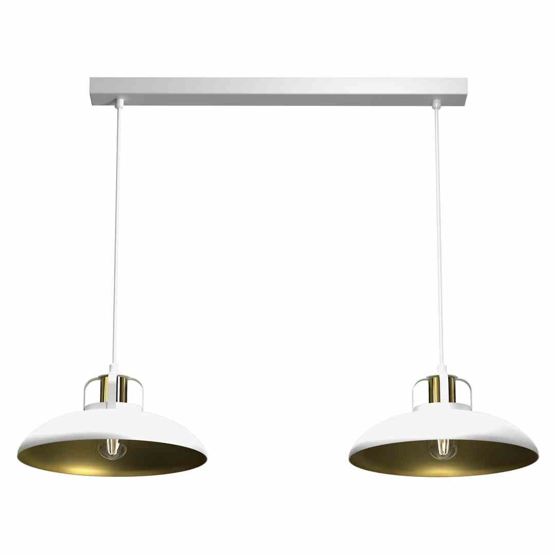 Lampa wisząca FELIX WHITE/GOLD 2 biało-złota podwójna w stylu loft - Milagro Lampa wisząca FELIX WHITE/GOLD 2 biało-złota podwójna w stylu loft - Milagro