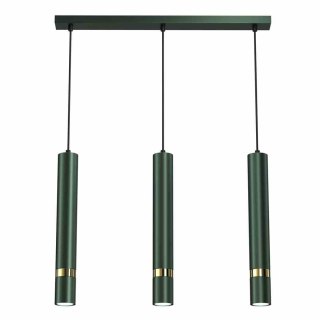 Lampa wisząca JOKER GREEN/GOLD zielono-złota 3 tuby na listwie butelkowa zieleń - Milagro