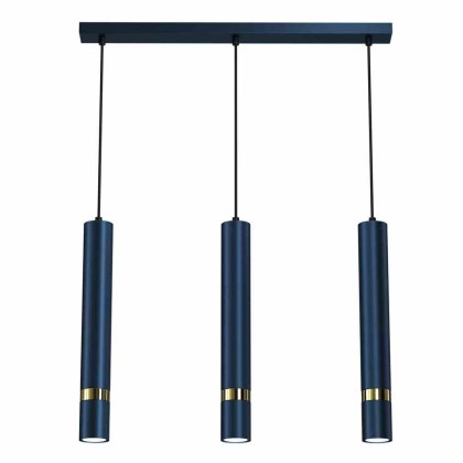 Lampa wisząca JOKER NAVY BLUE/GOLD granatowo-złota potrójna na listwie - Milagro