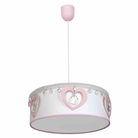 Lampa wisząca HEART 1xE27 biało-różowa do pokoju dziewczynki - Milagro