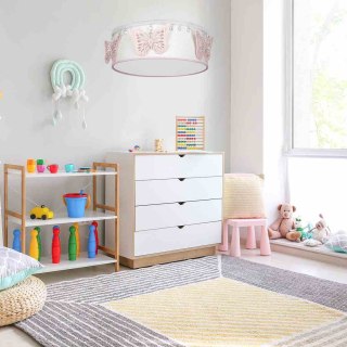 Lampa wisząca PAPILLON 1xE27 biało-różowa do pokoju dziewczynki - Milagro