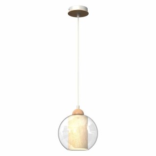 Lampa wisząca TELA 20 rattan / drewno / szklany klosz - Milagro