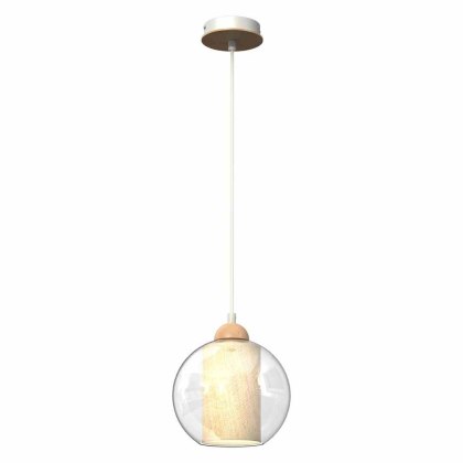 Lampa wisząca TELA 20 rattan / drewno / szklany klosz - Milagro