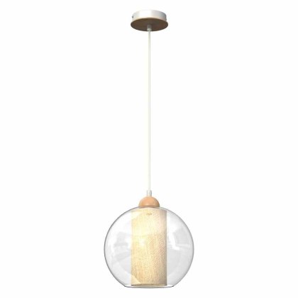Lampa wisząca TELA 25 rattan / drewno / szklany klosz - Milagro