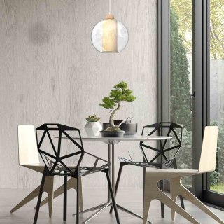 Lampa wisząca TELA 25 rattan / drewno / szklany klosz - Milagro