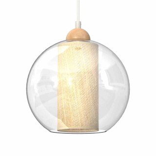 Lampa wisząca potrójna TELA 3 rattan / drewno / szklany klosz - Milagro