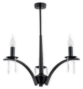 Lampa wisząca żyrandol KAPRA czarny połysk 3 lampki ramiona świeczki świeczniki - Lemir