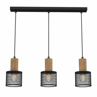 Lampa wisząca SOBRESA 3 potrójny zwis loft drewno metal szkło - Milagro