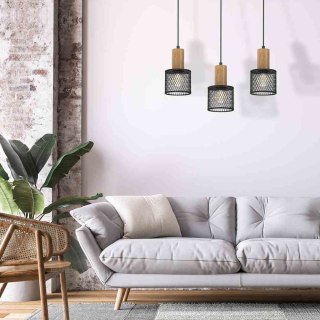 Lampa wisząca SOBRESA 3 potrójny zwis loft drewno metal szkło - Milagro