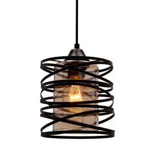 Lampa wisząca ELUNA czarna / bursztynowy klosz - Candellux Lighting