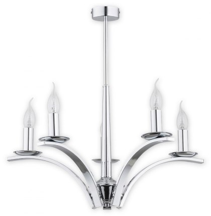 Lampa wisząca żyrandol KAPRA chrom 5 lampek ramion świeczki świeczniki - Lemir