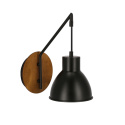 Kinkiet VARIO czarny drewno metalowy klosz loft retro - Candellux Lighting