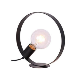 Lampa stołowa NEXO czarna okrągła lampka nocna z włącznikiem na kablu - Ledea
