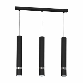 Lampa wisząca JOKER BLACK czarny/chrom potrójna na listwie trzy tuby - Milagro