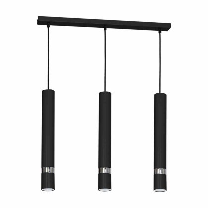 Lampa wisząca JOKER BLACK czarny/chrom potrójna na listwie trzy tuby - Milagro