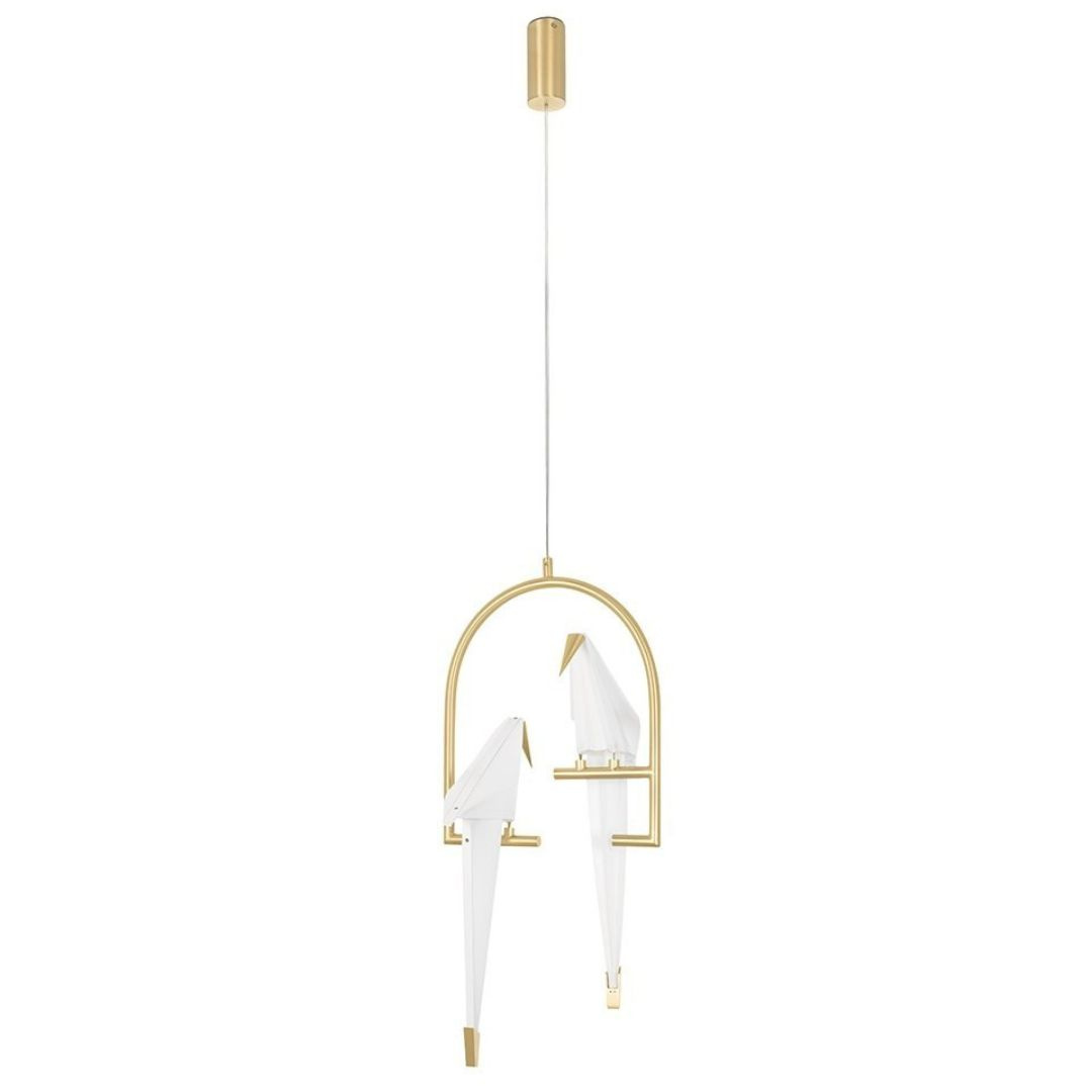 Lampa wisząca LORO 2 złota / świecące białe ptaki - King Home Lampa wisząca LORO 2 złota / świecące białe ptaki - King Home