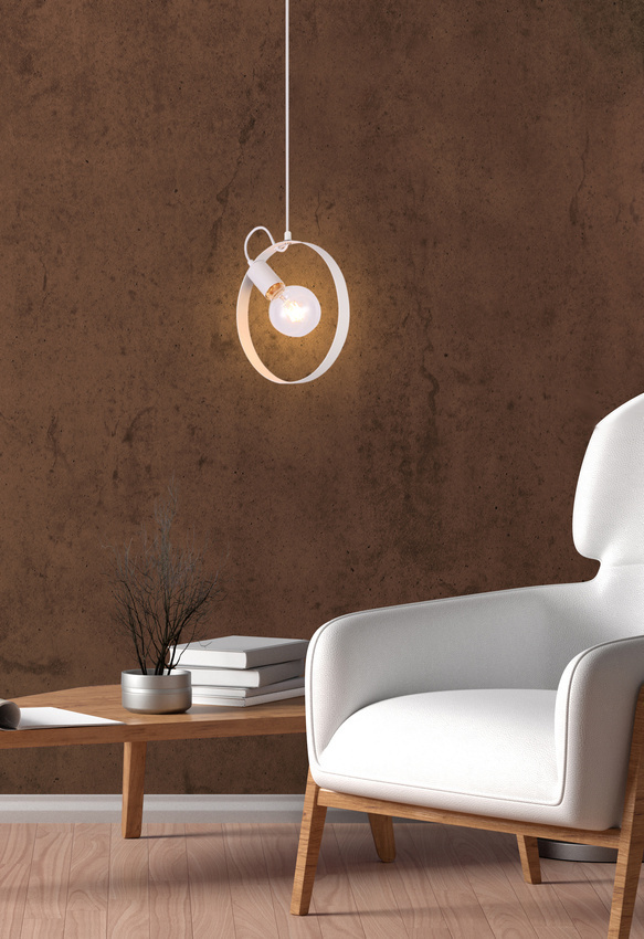 Lampa wisząca NEXO biała z widoczną żarówką w stylu skandynawskim - Ledea