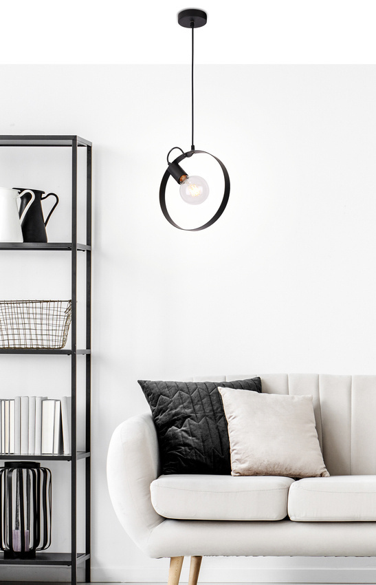 Lampa wisząca NEXO czarna z widoczną żarówką w stylu skandynawskim - Ledea