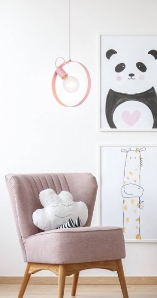 Lampa wisząca NEXO różowa do pokoju dziewczynki w stylu loft - Ledea