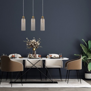 Lampa wisząca PIEGA 1 AMBER złoty / bursztynowy szklany klosz - Light Prestige