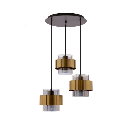 Lampa wisząca SPIEGA czarny / mosiądz potrójny zwis kaskada talerz - Candellux Lighting
