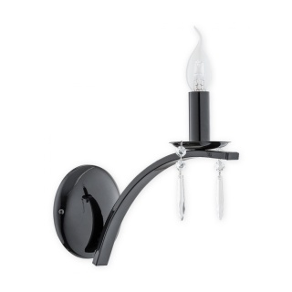 Kinkiet KAPRA czarny połysk pojedynczy świeczka świecznik błyszczący - Lemir