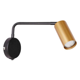 Kinkiet TINA czarno-złoty regulowany lampka do czytania z włącznikiem - Candellux Lighting
