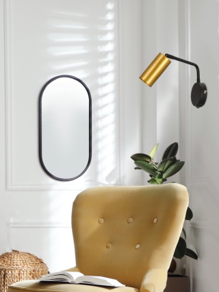 Kinkiet TINA czarno-złoty regulowany lampka do czytania z włącznikiem - Candellux Lighting