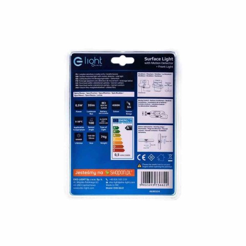 LAMPKA NATYNKOWA Z CZUJKĄ RUCHU 4000K - E-Light LAMPKA NATYNKOWA Z CZUJKĄ RUCHU 4000K - E-Light