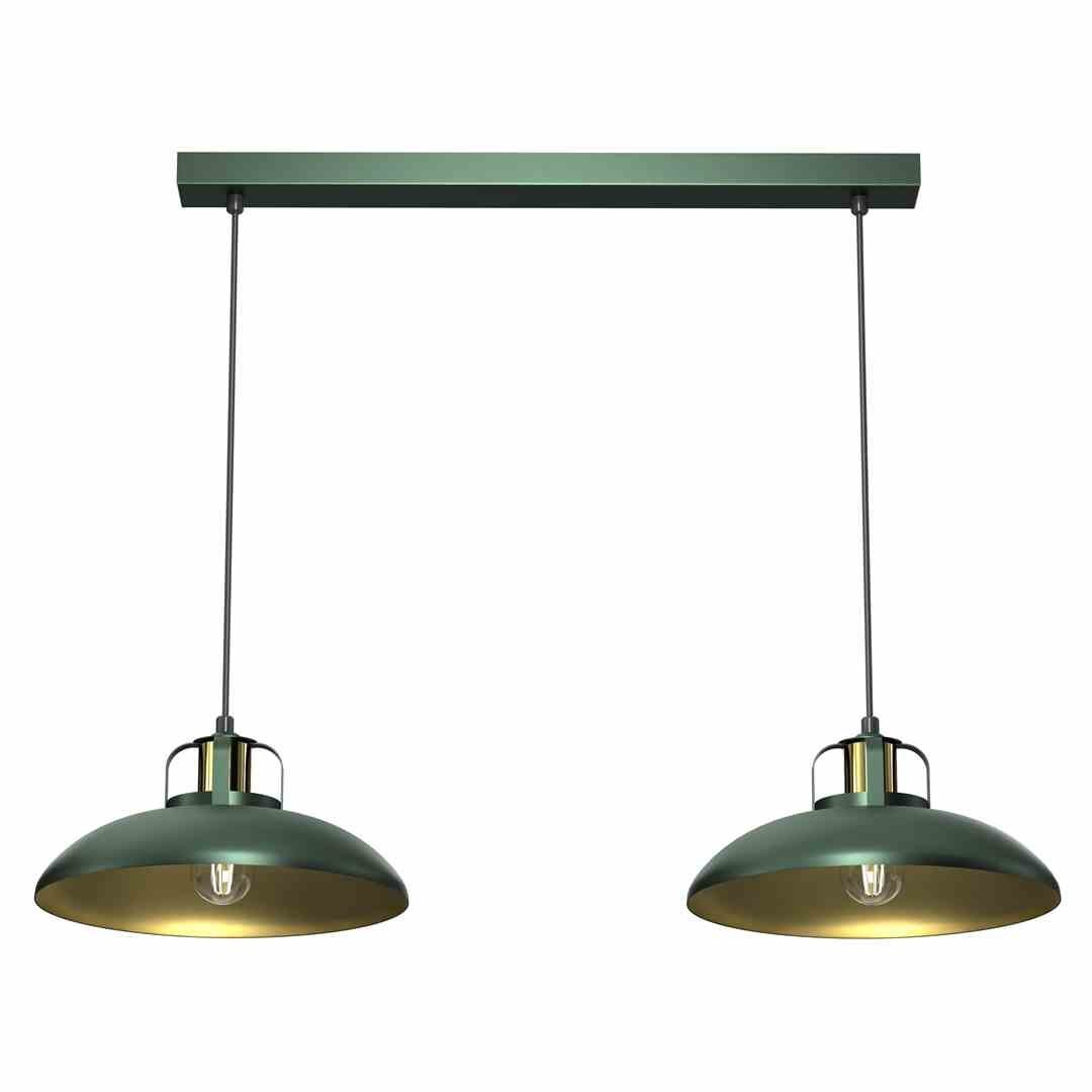 Lampa wisząca FELIX GREEN/GOLD 2 zielono-złota podwójna w stylu loft - Milagro