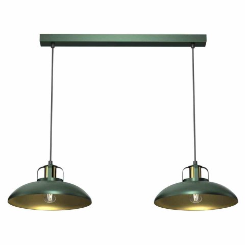 Lampa wisząca FELIX GREEN/GOLD 2 zielono-złota podwójna w stylu loft - Milagro