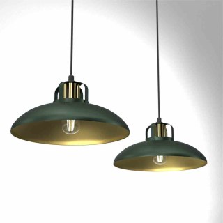 Lampa wisząca FELIX GREEN/GOLD 2 zielono-złota podwójna w stylu loft - Milagro