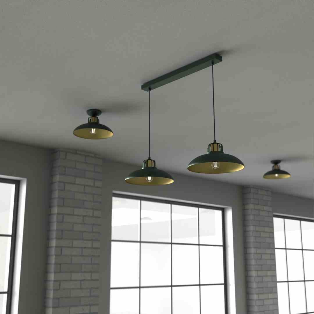 Lampa wisząca FELIX GREEN/GOLD 2 zielono-złota podwójna w stylu loft - Milagro Lampa wisząca FELIX GREEN/GOLD 2 zielono-złota podwójna w stylu loft - Milagro