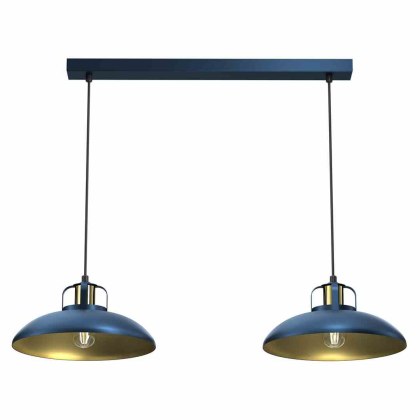 Lampa wisząca FELIX NAVY BLUE/GOLD 2 granatowo-złota podwójna w stylu loft - Milagro