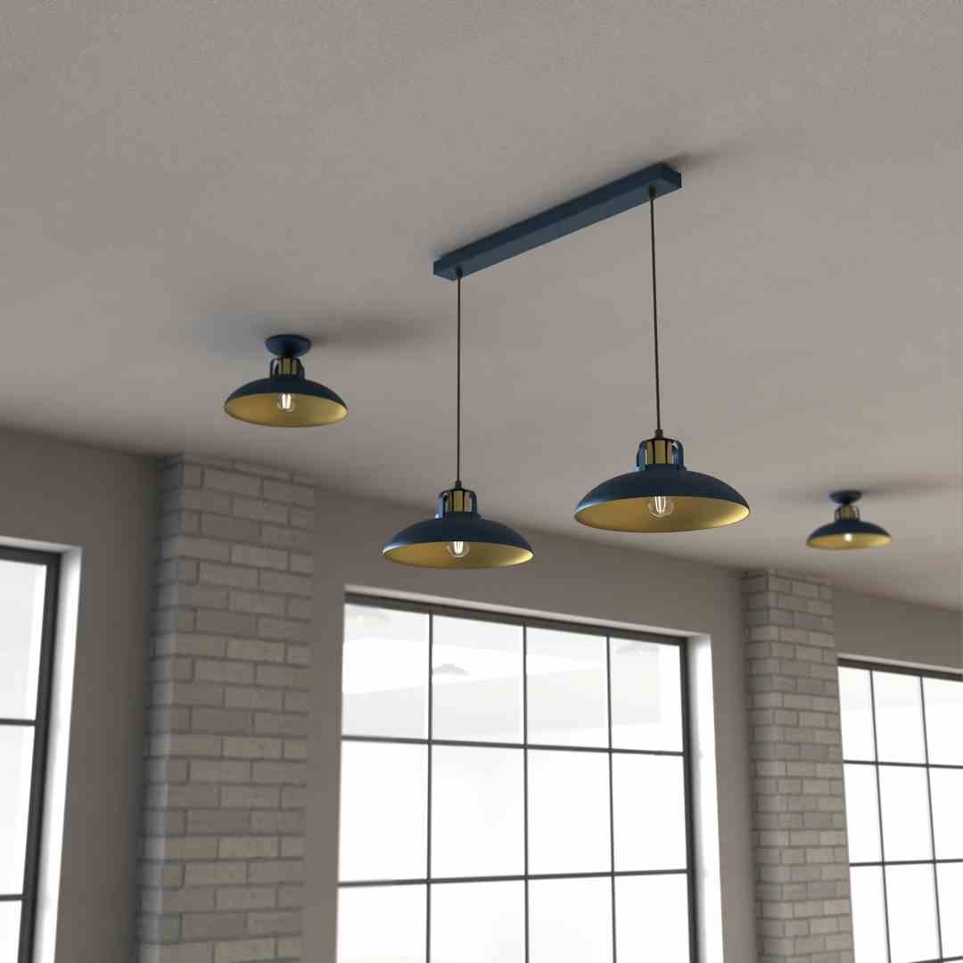 Lampa wisząca FELIX NAVY BLUE/GOLD 2 granatowo-złota podwójna w stylu loft - Milagro Lampa wisząca FELIX NAVY BLUE/GOLD 2 granatowo-złota podwójna w stylu loft - Milagro