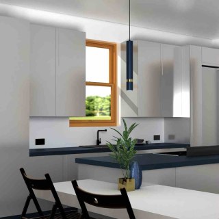 Lampa wisząca JOKER NAVY BLUE/GOLD granatowo-złota pojedyncza tubka - Milagro