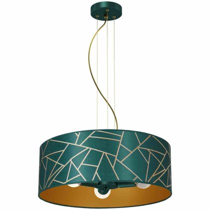 Lampa wisząca ZIGGY GREEN butelkowa zieleń / złoty abażur - Milagro