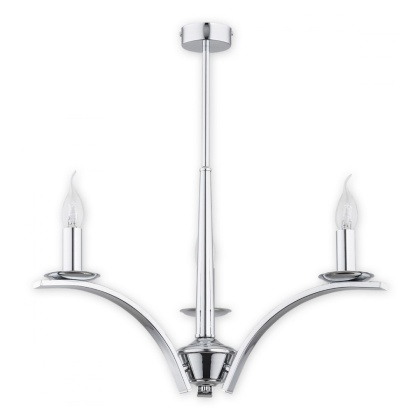 Lampa wisząca żyrandol KAPRA chrom 3 lampki ramiona świeczki świeczniki - Lemir