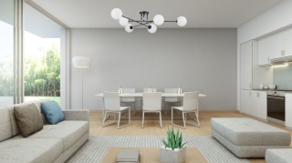 Plafon DORADO 6 czarny / białe mleczne klosze - Light Prestige