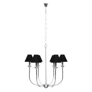 Lampa wisząca GLAMOUR 6 czarna / srebrna klasyczna elegancka - Light Prestige